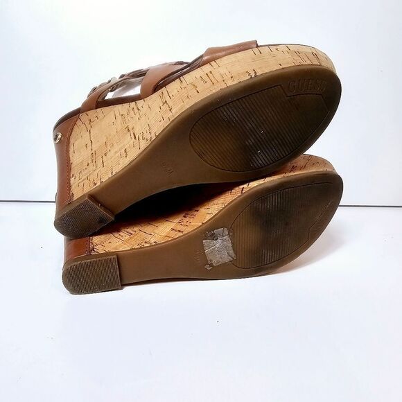 Guess Y2K Inspo Brown Leather Strappy Platform Wedge Sandals Size 9.5 - Picture 8 of 11